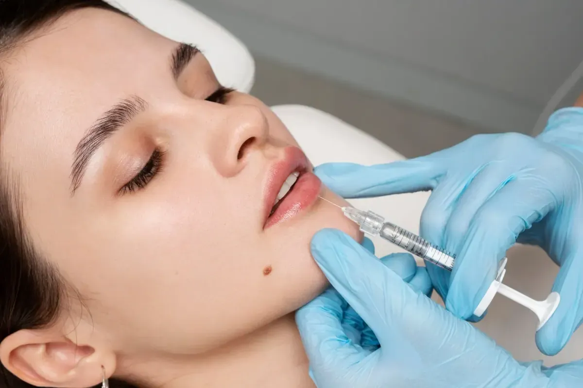 Harmonização Facial em Joinville Aplicação de preenchimento como parte da harmonização facial na Clínica Dra. Simoni Bett, Joinville